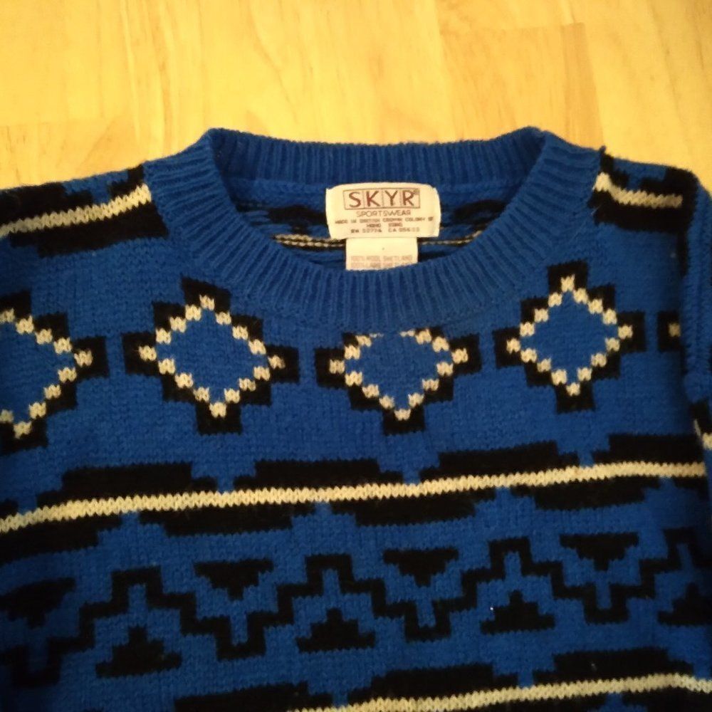 Vintage Skyr Geometric Pattern Wool Sweater